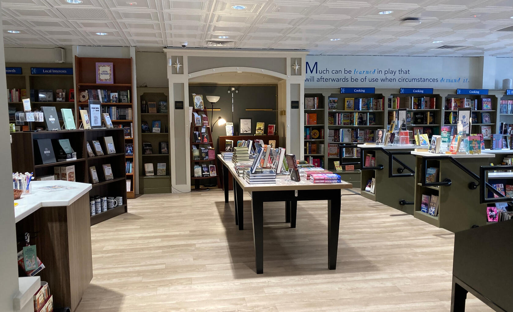 Inside of Moravian Book Shop Inside Table Display of Moravian Book Shop in Bethlehem, PA.